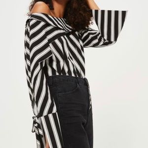 Topshop spliced poplin shirt